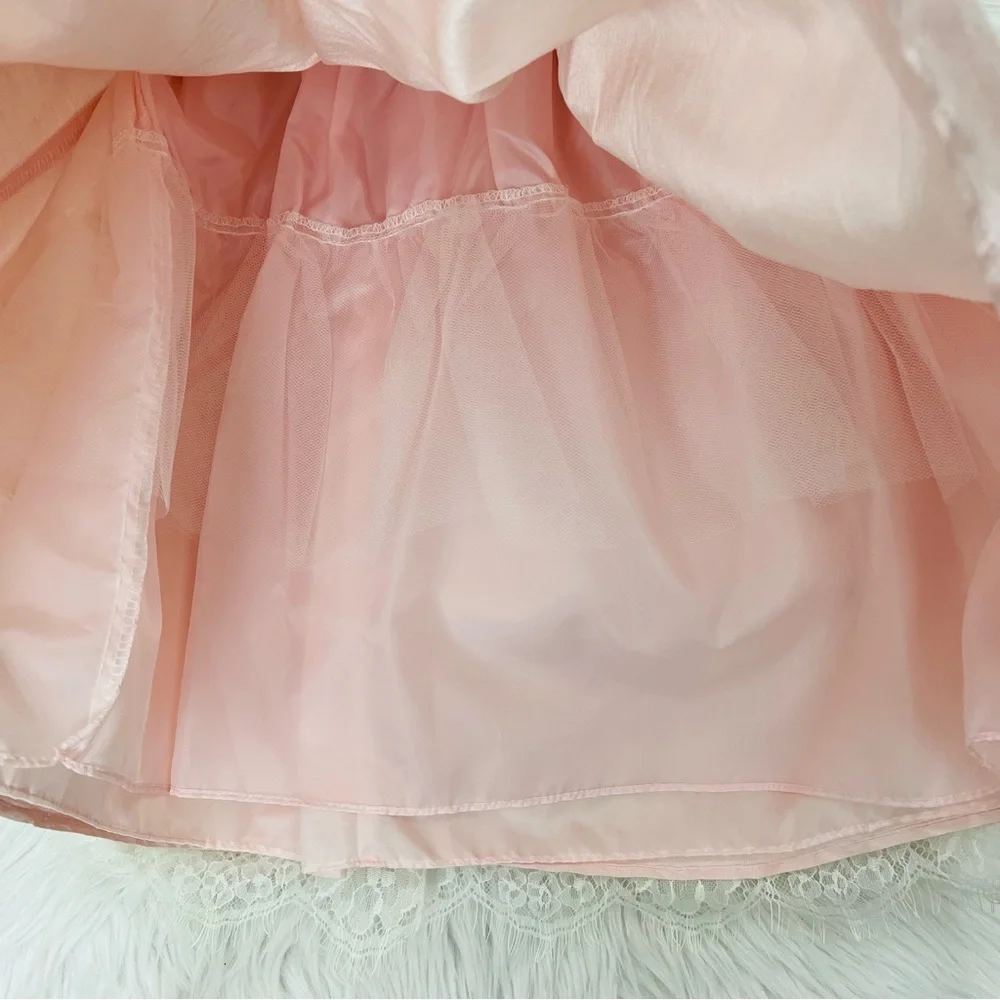 Sweet Kids Soft French Lace  with Dupioni Girls Dress SK724 Blush Color - Picture 9 of 13